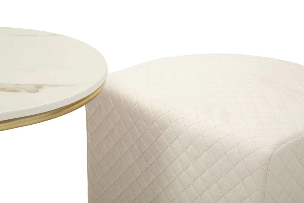 Tavolo da Caffè con 2 Puff Relax 79x45x44 cm in Pino e MDF e Spugna e Poliestere e Metallo