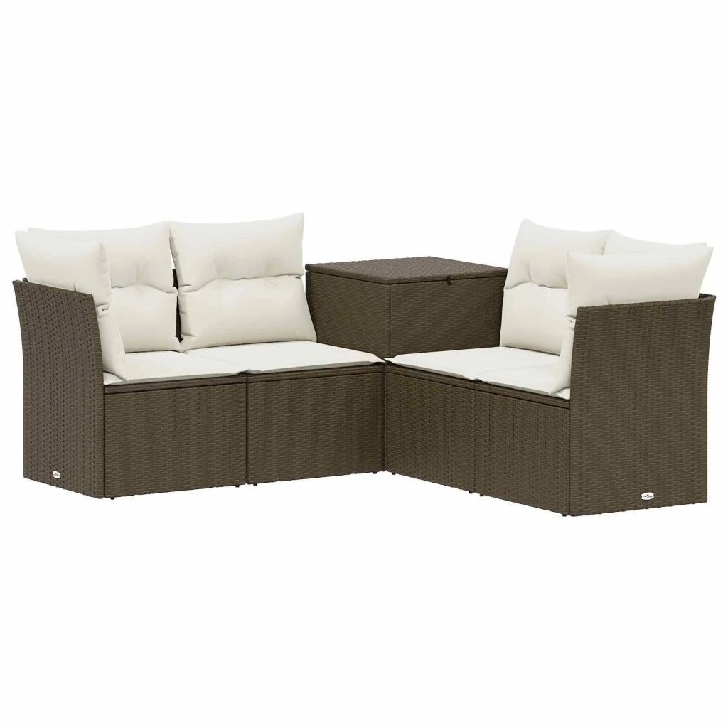 Set di divani 5 pz Marrone e Bianco Crema 3447834