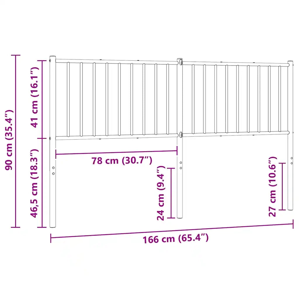 Testiera di Ricambio in Metallo Nero 160 cm 350899