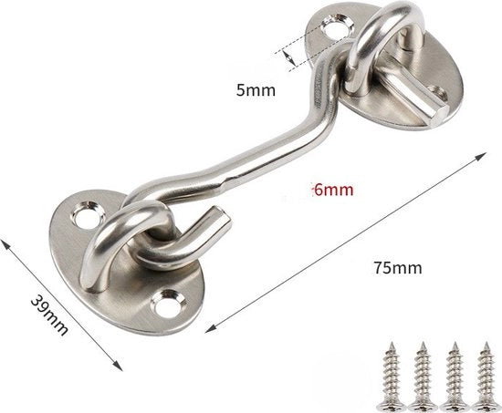 Fermo allaccio e chiusura per porta di garage, catena di sicurezza per porta di garage, serratura per porta di garage, catena di sicurezza per finestre, porta finestra, porta di garage, porta di casa (lotto da 2) - argento - 7,62 cm