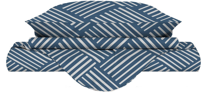 Copripiumino Singolo con Federe Stampato in Microfibra City Life Blue