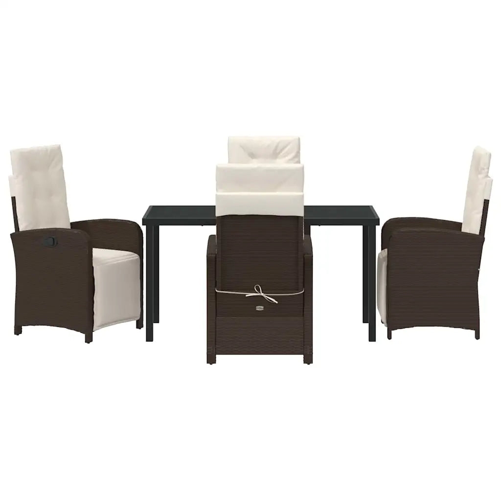 Set da Pranzo per Giardino con cuscino 5 pcs Marrone polyrattan 3380318