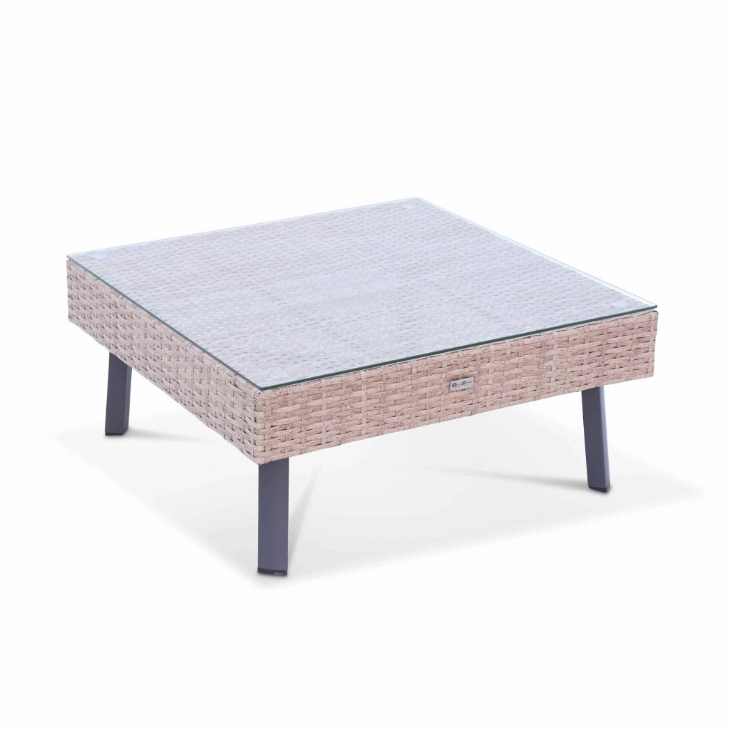 Salotto da giardino in resina intrecciata piatta, 5 posti, beige