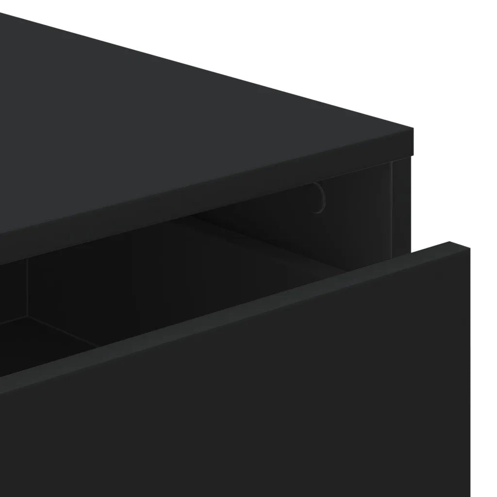 Cassettiera Angolare Nera 40x41x76 cm in Legno Multistrato
