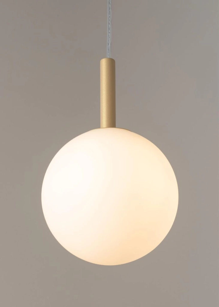 Lampada a sospensione oro sfera vetro bianco Gama G9 Sigma