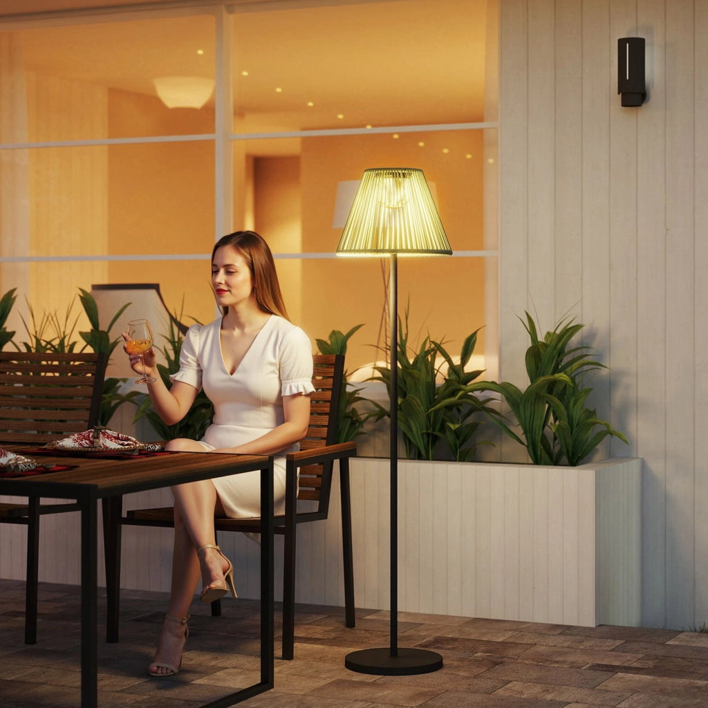 Lampada da Esterno a Energia Solare Rattan con Sensore di Luce ¨C zephmum ¨C 33x135 cm