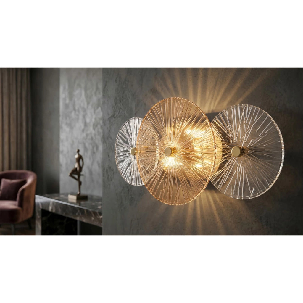 Lampada a Parete VKH916, Marrone, Vetro, 42x8x20 cm