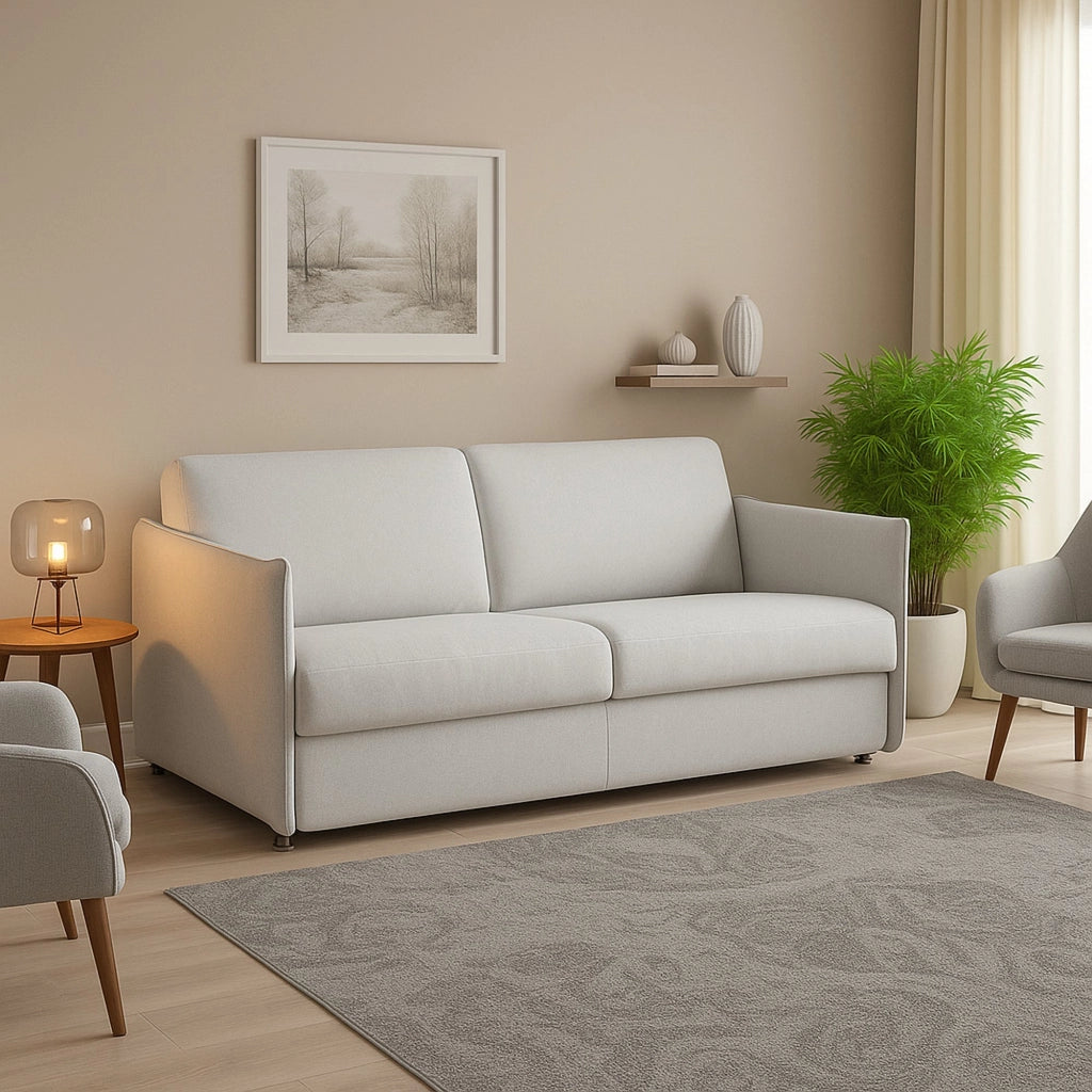 Severo, Divano Fisso 3 Posti Sfoderabile Made in Italy, 200x95 cm Grigio Chiaro