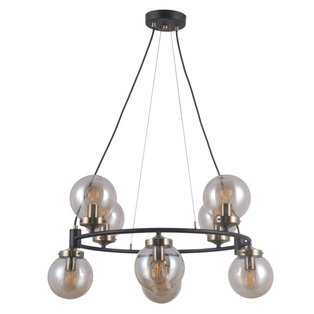 Lampadario Italux Galvez industriale nero opaco 8xE14