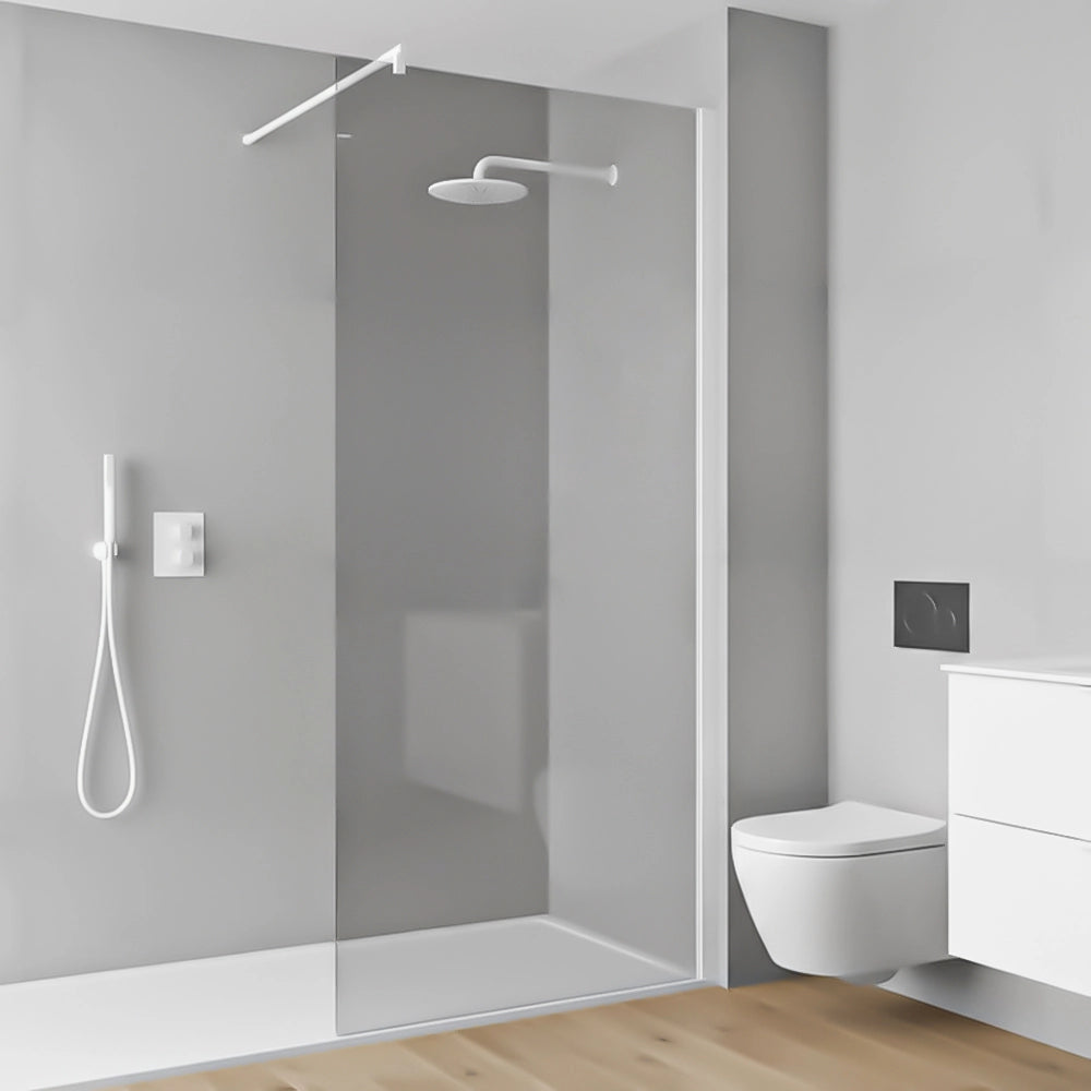 Parete doccia walk-in 137,3 cm  cristallo trasparente 6mm profilo bianco Klug