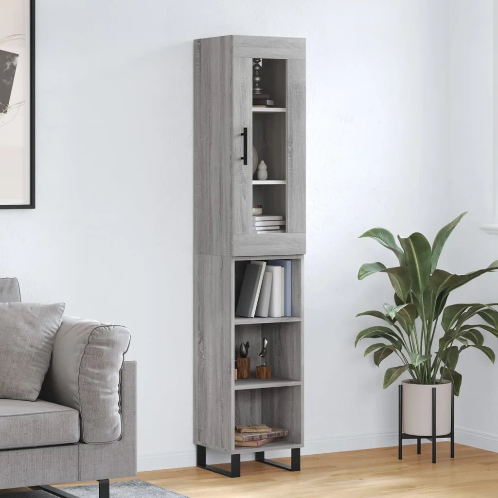 Credenza | Madia | Buffet da pranzo | Armadio da pranzo Grigio Sonoma 34,5x34x180 cm in Legno Multistrato