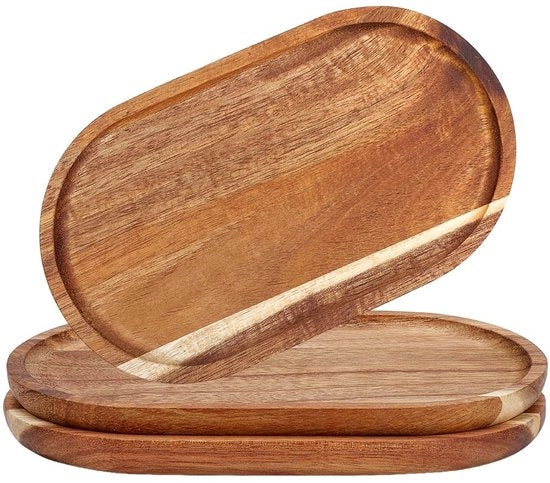 Piatto di servizio multifunzionale in legno di acacia - 20x11,8cm - contenitore per gioielli e formaggio con coperchio - naturale - qualità di legno naturale - contenitore per gioielli