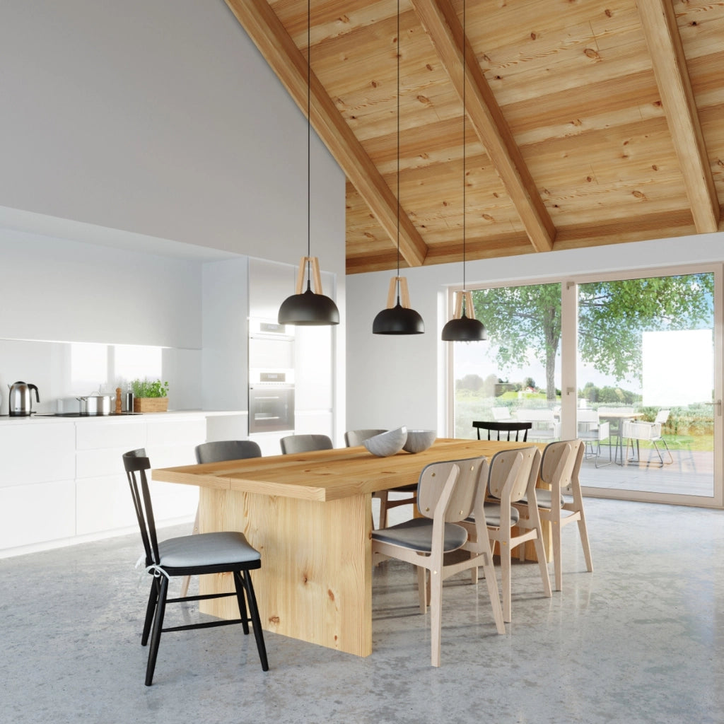 Lampada a sospensione Kupola nera legno Ø30 E27 Pure Lume