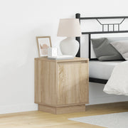 Comodino con luci LED Rovere Sonoma 39x34,5x50 cm