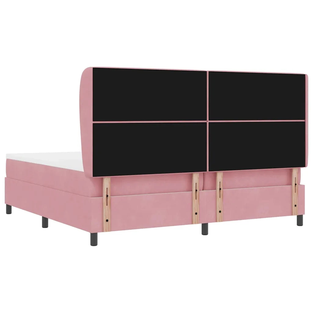 Letto a molle con materasso Rosa 200 x 200 cm Velluto 3340897