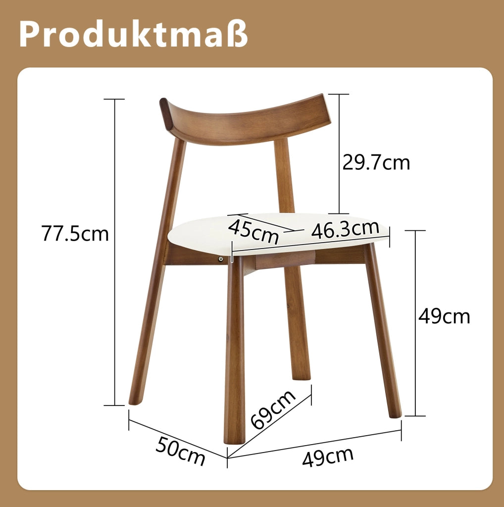 Set di 2 sedie da pranzo con schienale ergonomico; seduta imbottita in legno bianco