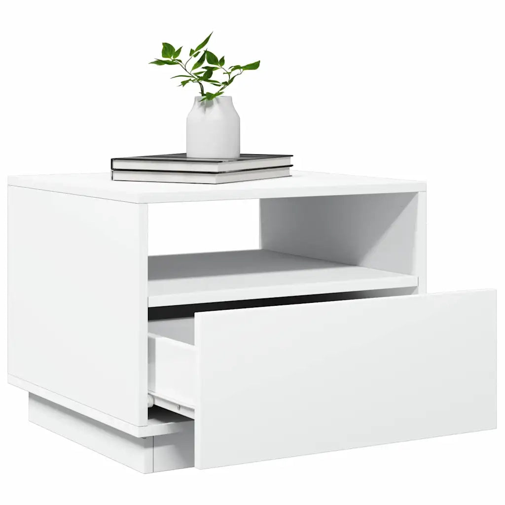 Tavolino da Soggiorno con Luci LED Bianco 50x49x40 cm 839826
