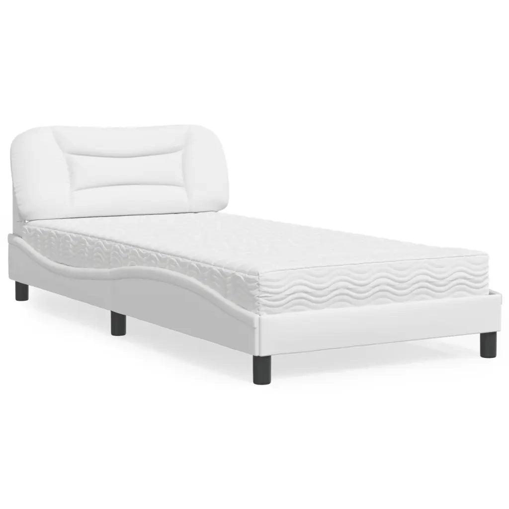 Letto con Materasso Hvar Bianco 100x200 cm in Similpelle 3208704