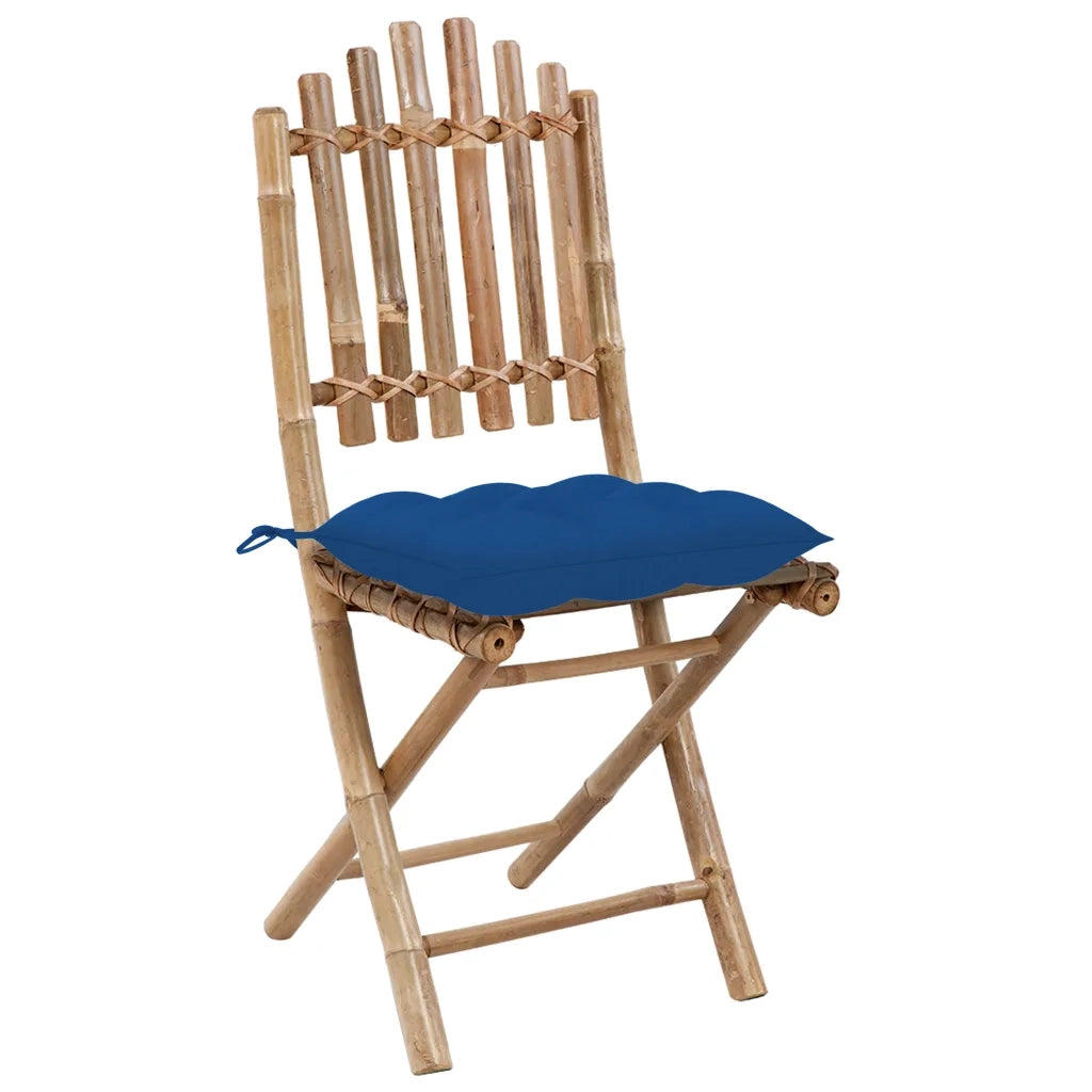Sedie da Giardino Pieghevoli 2 pz con Cuscini in Bambù 3064012