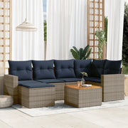Set Divani da Giardino 7 pz con Cuscini Grigio in Polyrattan 3256558
