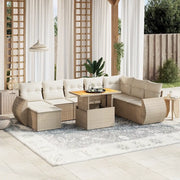 Set Divano da Giardino 9 pz con Cuscini Beige in Polyrattan 3272332