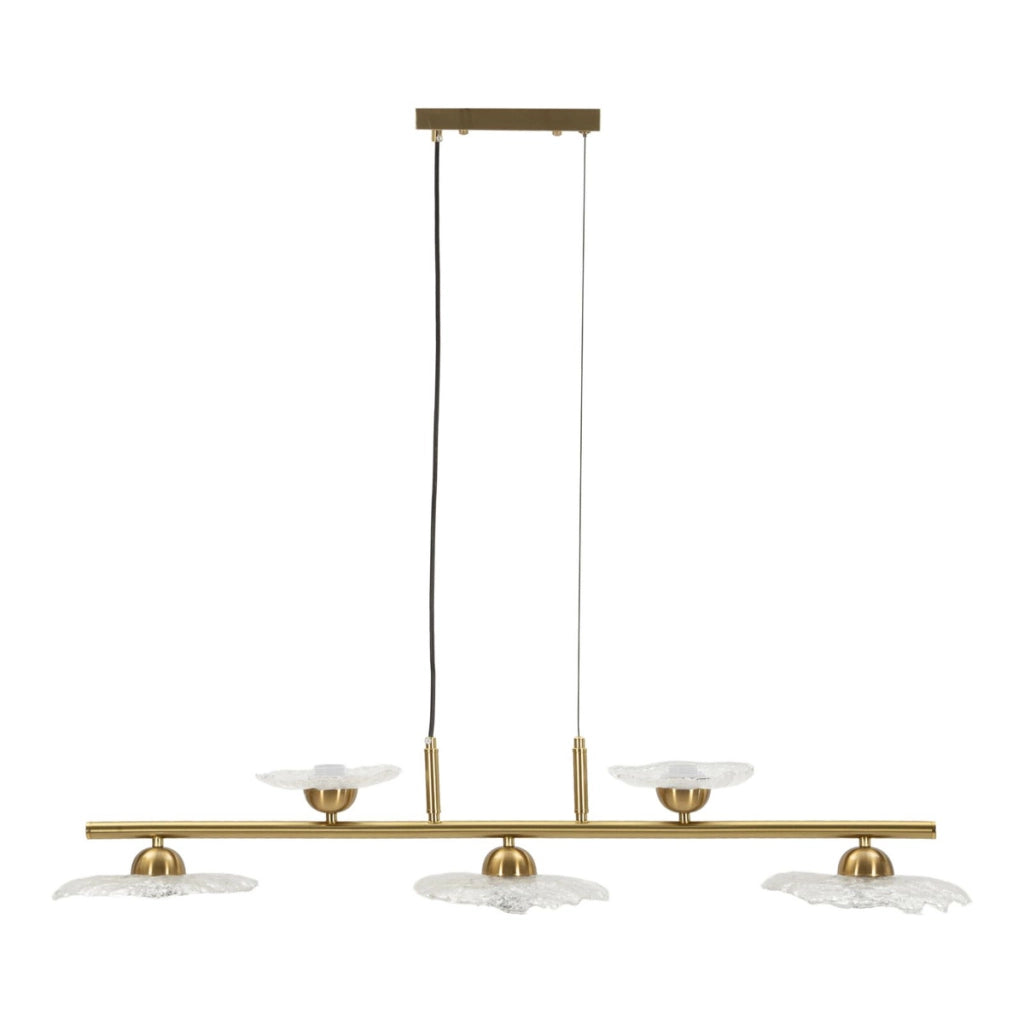 Lampadario EMILY in metallo dorato e vetro trasparente