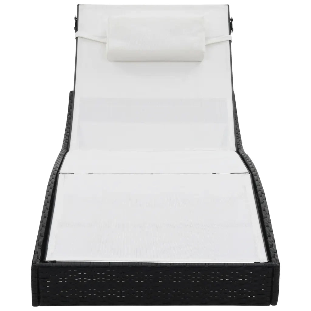 Lettini Prendisole 2 pz e Tavolo in Polyrattan e Textilene Nero cod mxl 27038
