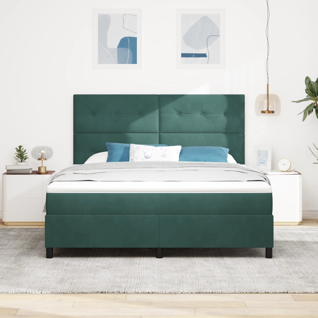 Letto con Box Spring e Materasso Verde Scuro Super King Velluto