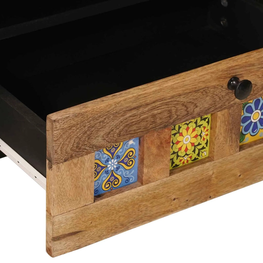 Mobile TV Naturale 80 x 33 x 46 cm Legno di mango massello
