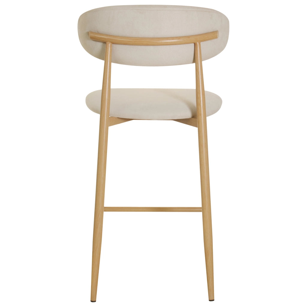 Set di 2 sgabelli da bar in metallo beige e legno chiaro SIMON