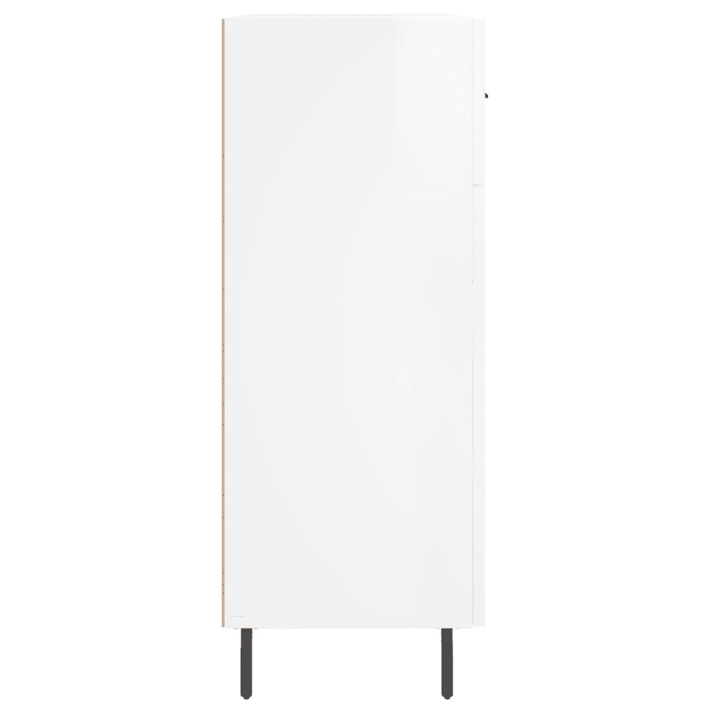 Credenza | Madia | Buffet da pranzo | Armadio da pranzo 69,5x34x90 cm in Legno Multistrato Bianco Lucido