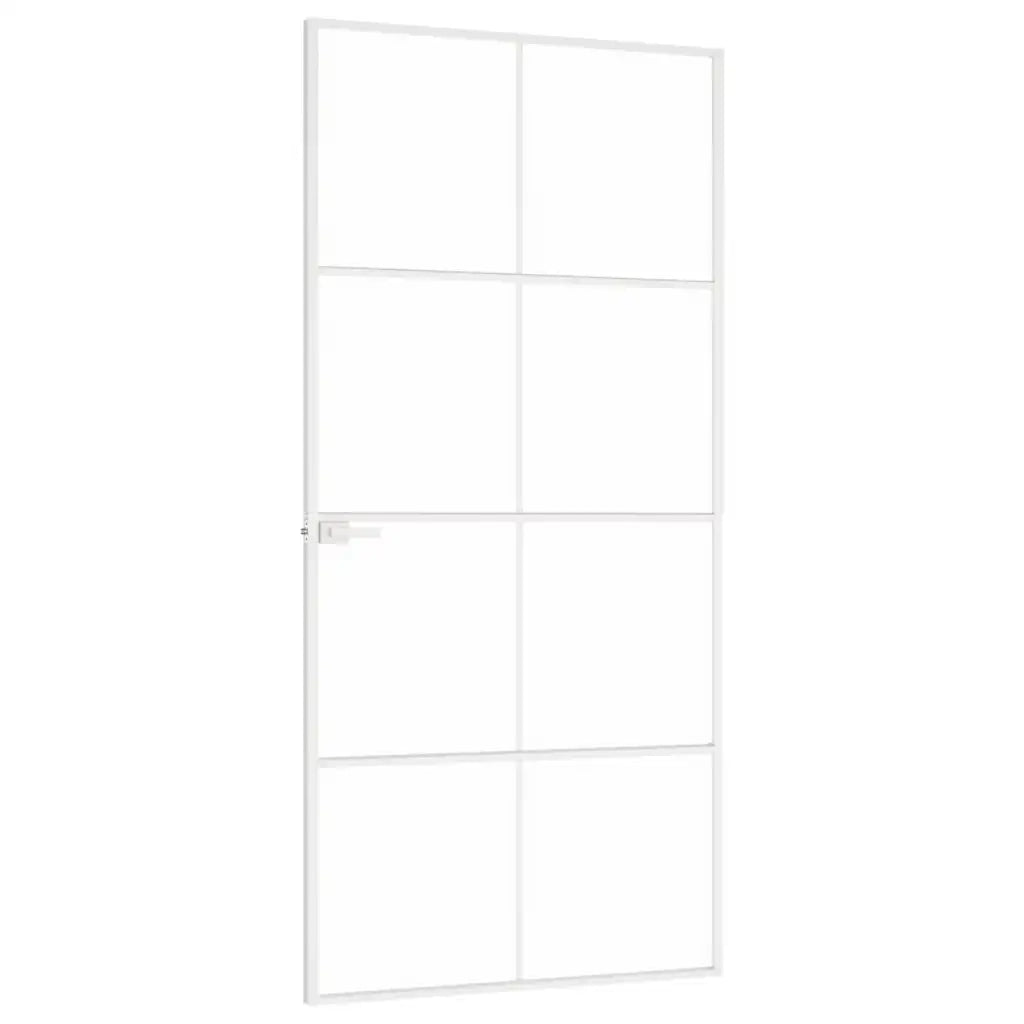 Porta Interna Bianca 93x201,5cm Vetro Temperato Alluminio Slim 153672