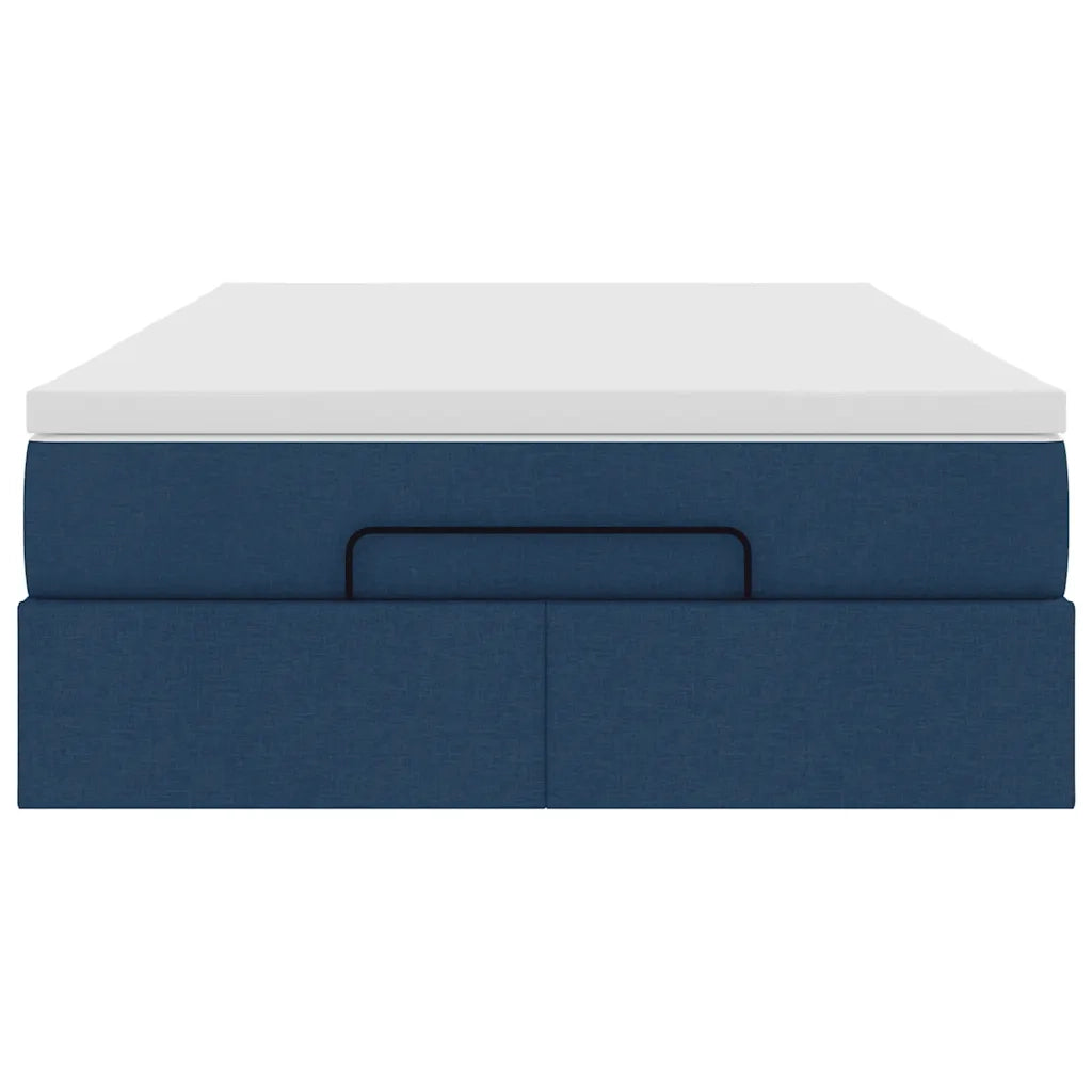 Struttura Letto Pouf con Materasso Blu 120x200 cm in Tessuto 3311105