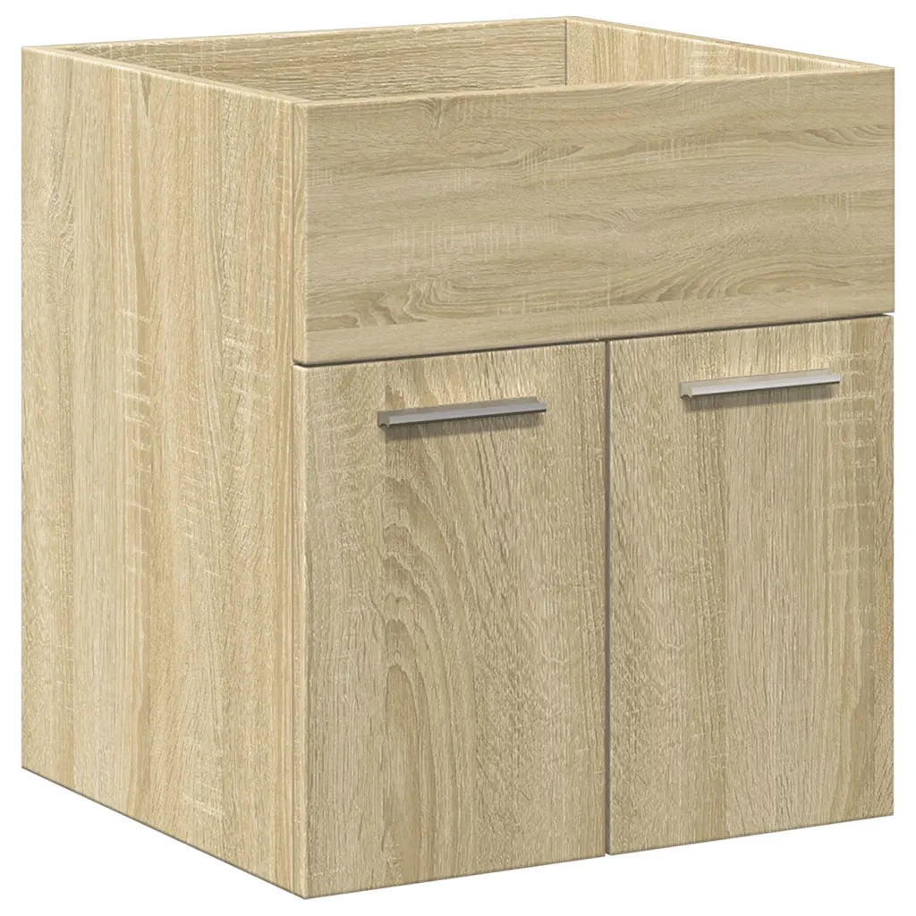 Set Mobili da Bagno 2 pz Rovere Sonoma in Legno Multistrato
