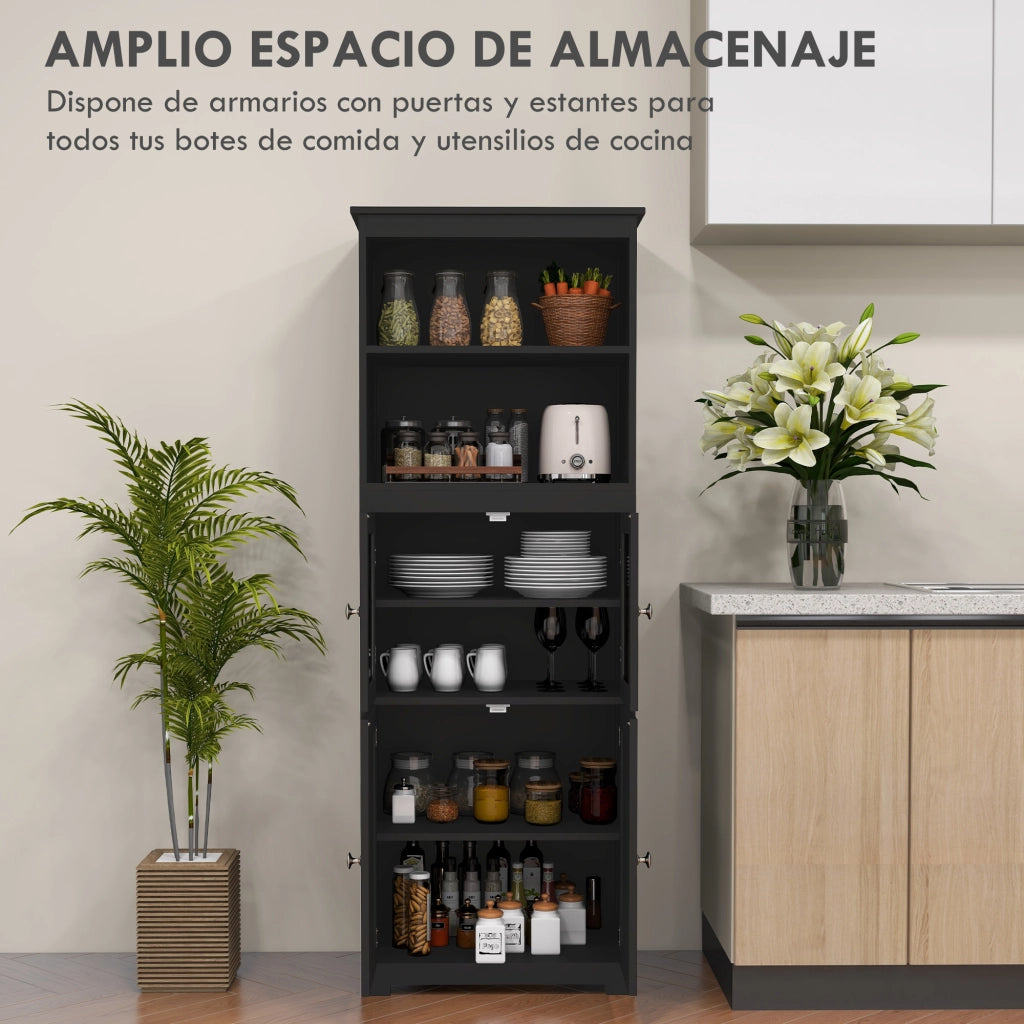 Armadio con 4 porte e ripiani ¨C zephmum ¨C nero 60x30x162 cm