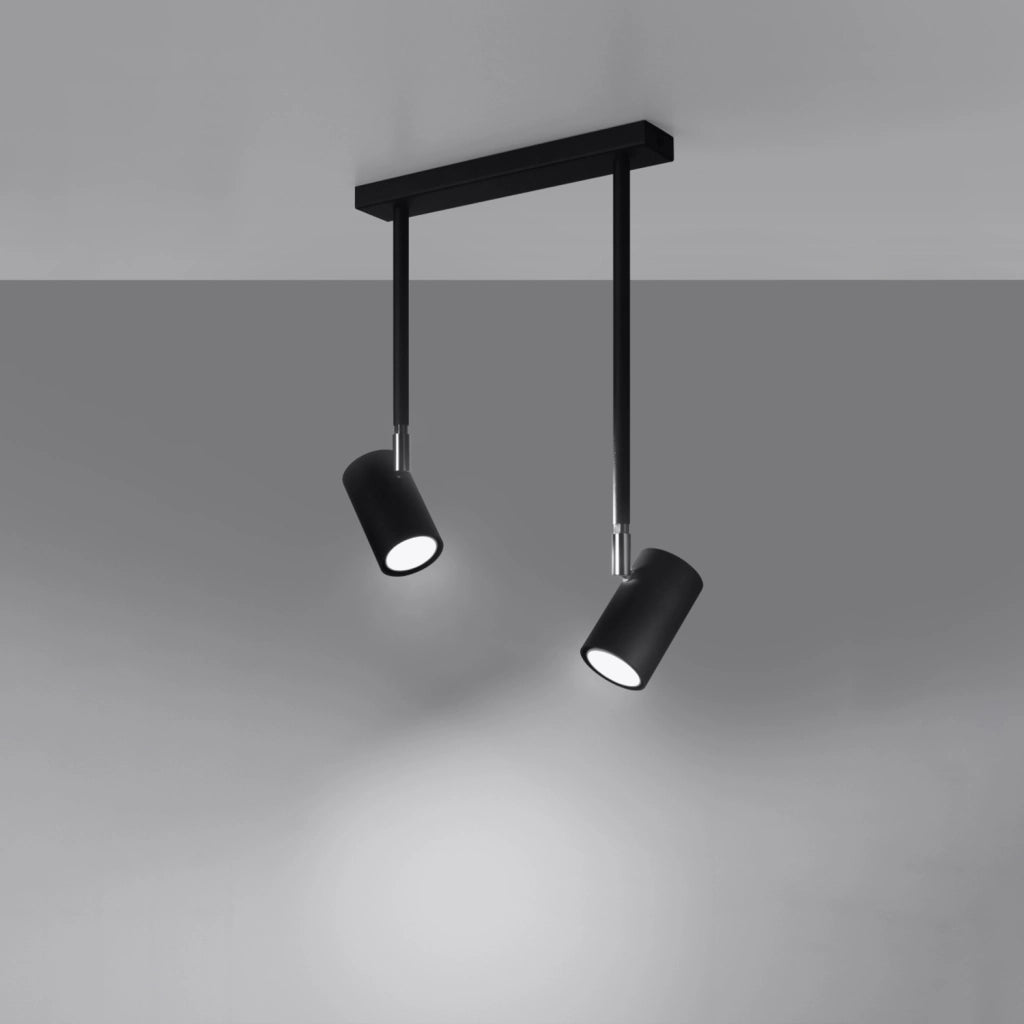 Spot soffitto doppio nero orientabile 2xGU10 Pure Lume