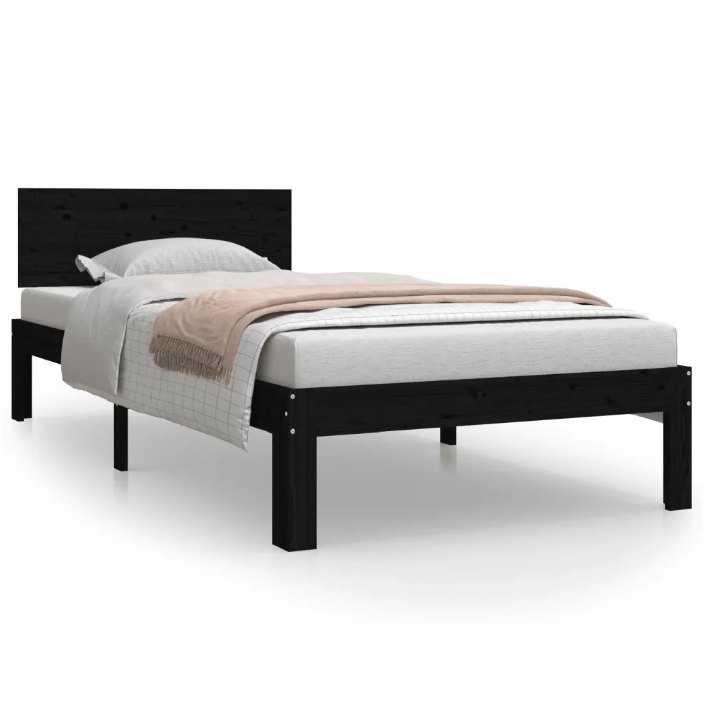 Giroletto Nero in Legno Massello di Pino 90x200 cm 810484