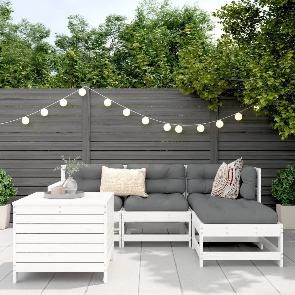 Set Salotto da Giardino 5 pz Bianco in Legno Massello di Pinocod mxl 116727