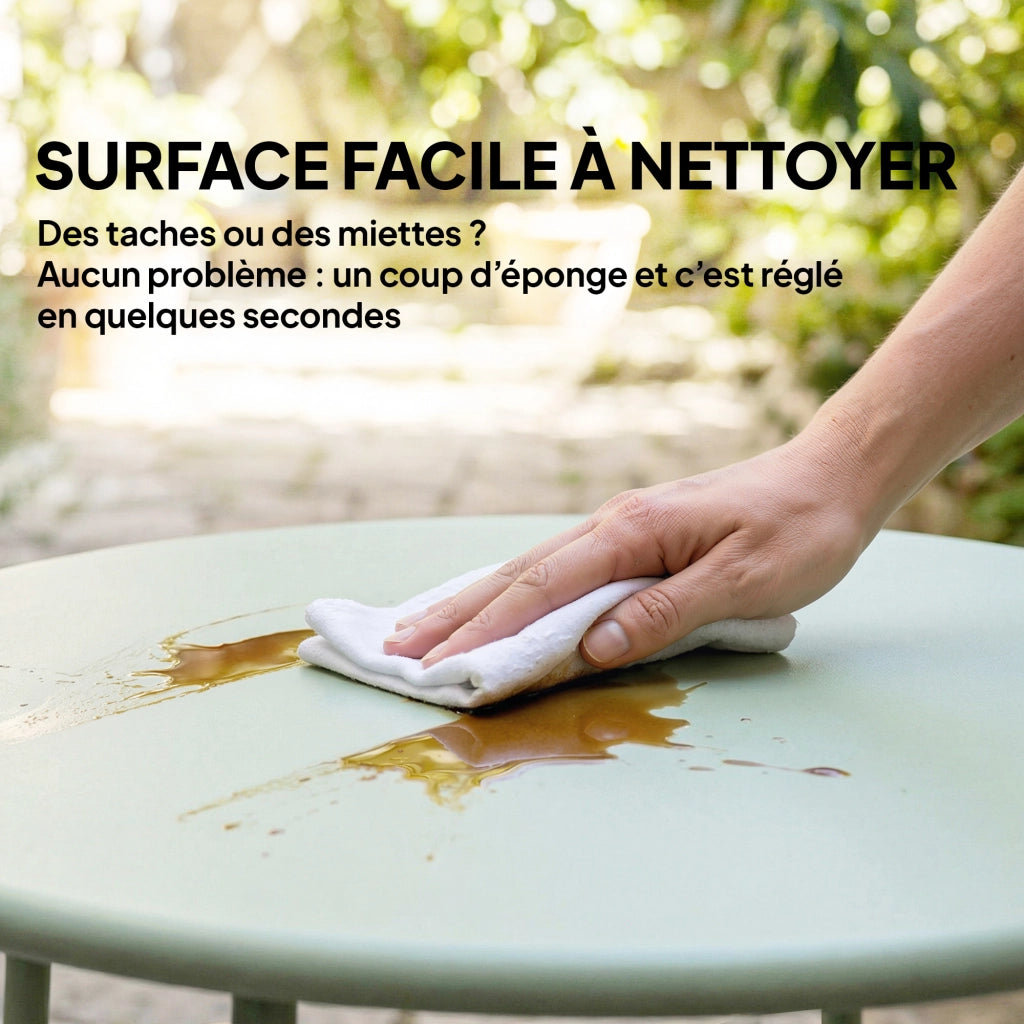 Tavolino da giardino rotondo ¨C zephmum ¨C verde scuro, metallo, ?50x45.5 cm