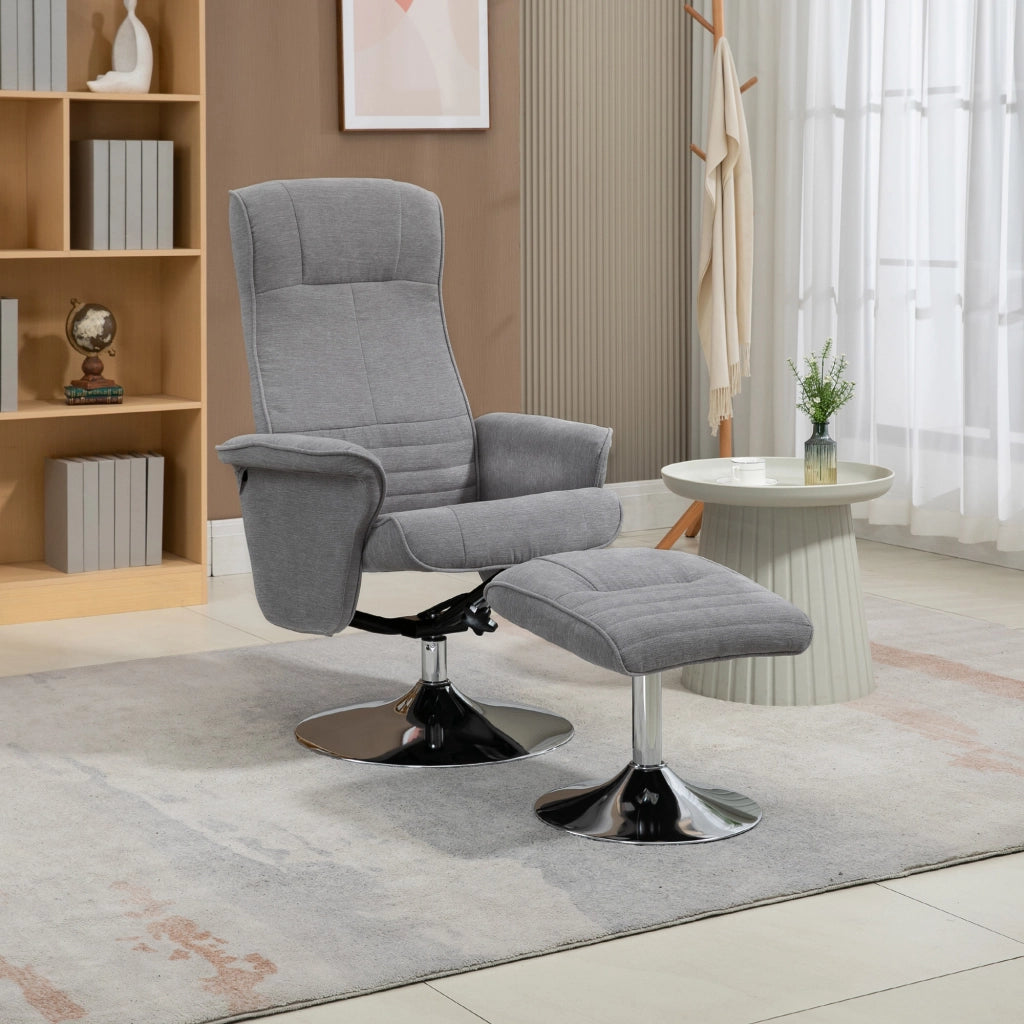 Poltrona Relax Girevole con Poggiapiedi e Schienale Regolabile ¨C Zephmum ¨C Grigio 69x71x104 cm