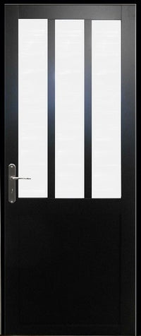 Blocco porta officina Vetro satinato nero H204 x L73 Dimensioni pannello spingendo a destra + maniglia