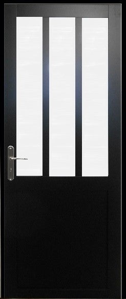 Blocco porta officina Vetro satinato nero H204 x L73 Dimensioni pannello spingendo a destra + maniglia