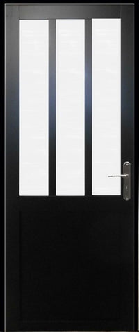 Blocco Porta Officina Vetro Nero Smerigliato H204 x L83 Dimensioni Pannello di Spinta Sinistro + Maniglia