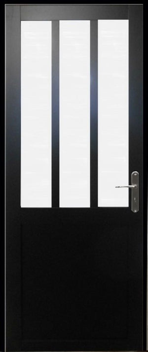 Blocco Porta Officina Vetro Nero Smerigliato H204 x L73 Dimensioni Pannello di Spinta Sinistro + Maniglia