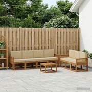 Set di divani da esterno 8 pcs Naturale e Beige Poliestere
