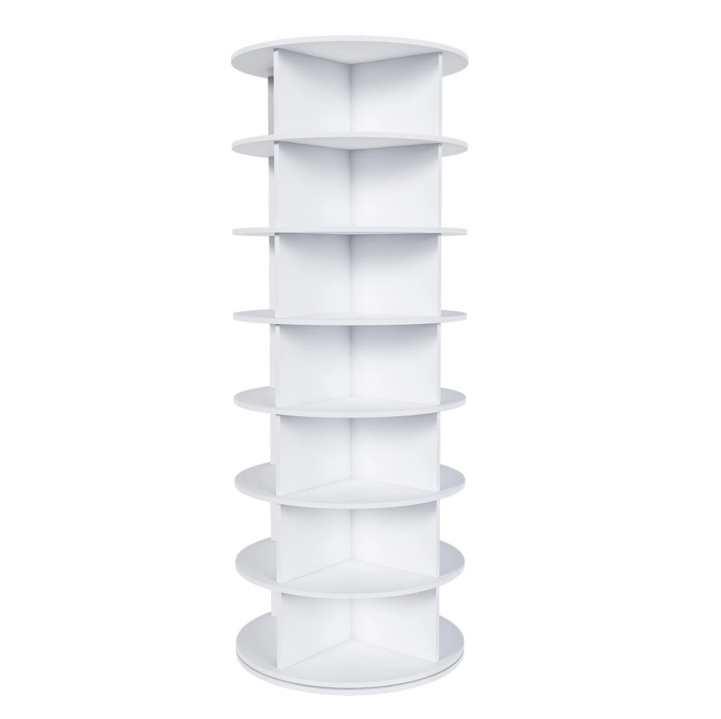 Scarpiera girevole a 7 ripiani in PVC bianco 60x60x161 cm
