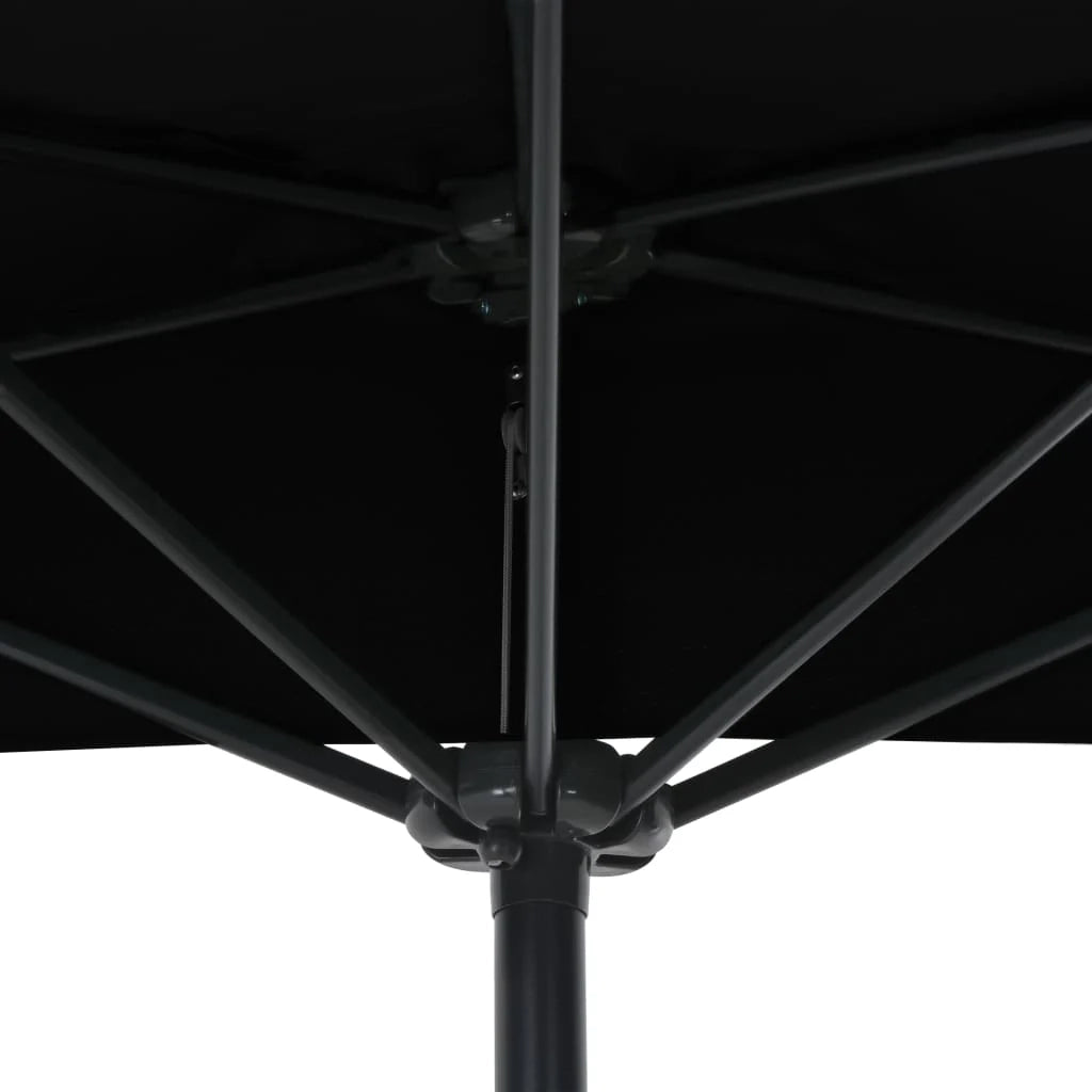 Mezzo ombrellone da balcone con palo in alluminio 270 x 135 x 245 cm nero 02_0008302
