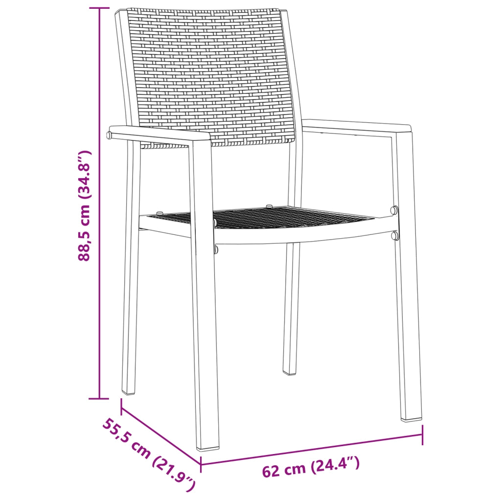 Set da pranzo da giardino 9 pezzi in poli rattan nero