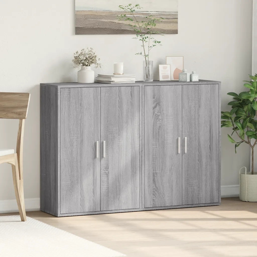 Credenze 2 pz | Madia | Buffet da pranzo | Armadio da pranzo Grigio Sonoma 60x31x84 cm in Legno Multistrato