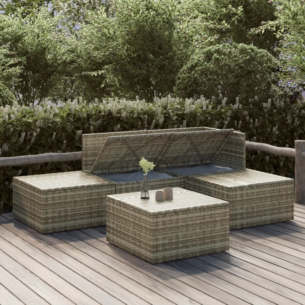 Set Divani da Giardino 5 pz con Cuscini in Polyrattan Grigio cod mxl 44315